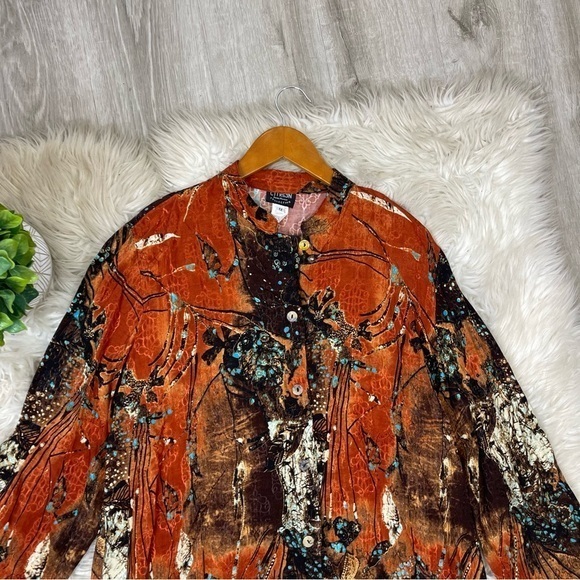 Citron Art to Wear Abstract Blouse 1X - Picture 2 of 7
